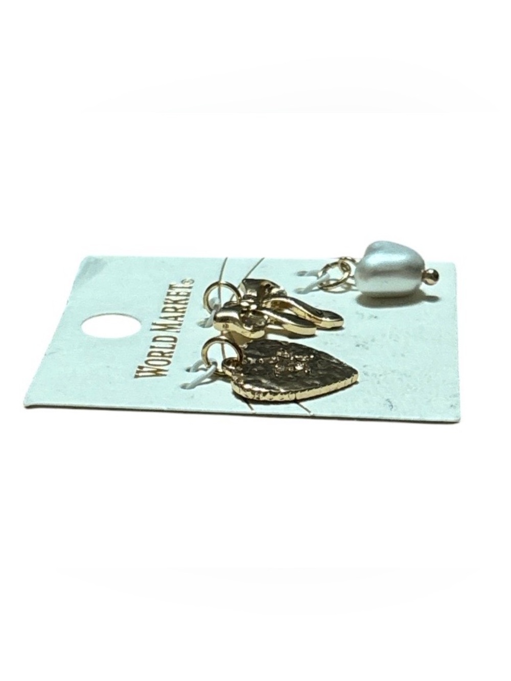 Cost Plus World Market Gold Heart, Bow & Pearl Charm Trio - Picture 4 of 4